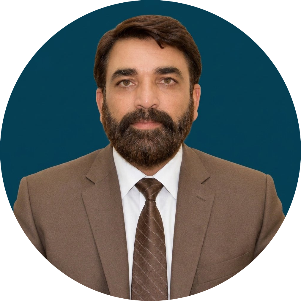 Director of SGM - Professional Portrait with Teal Background